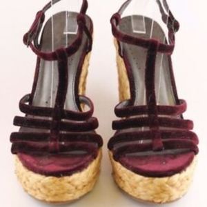 Richard Tyler Velvet Espadrille Wedge Sz 8.5